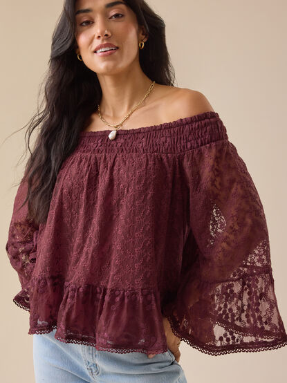 Gabriella Off-Shoulder Lace Top - TULLABEE