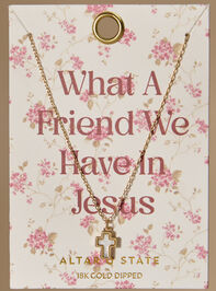 18K Gold Friend In Jesus Cross Necklace Detail 2 - TULLABEE