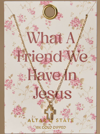 18K Gold Friend In Jesus Cross Necklace - TULLABEE