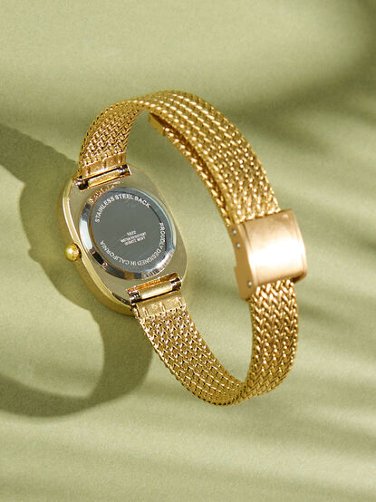 Oval Face Gold Woven Watch - TULLABEE