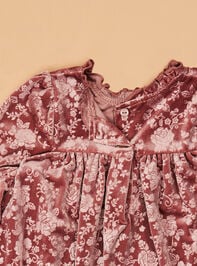 Julie Floral Velvet Toddler Dress Detail 3 - TULLABEE