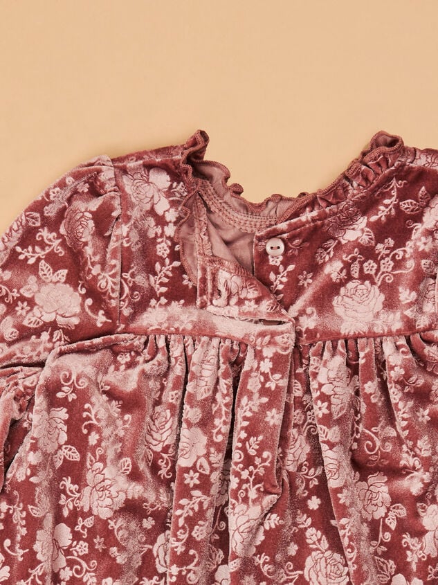 Julie Floral Velvet Toddler Dress Detail 3 - TULLABEE