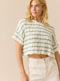 Macy Cable Crop Striped Sweater Detail 2 - TULLABEE
