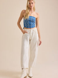 Mae Denim Tube Top Detail 2 - TULLABEE