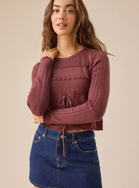Stevie Ruffle Trim Sweater Detail 3 - TULLABEE