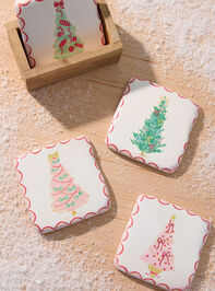 Festive Bow And Tree Coaster Set - TULLABEE