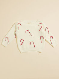 Candy Cane Knit Toddler Sweater Detail 2 - TULLABEE