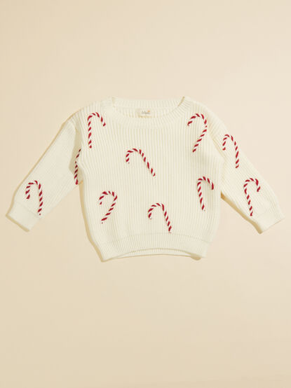 Candy Cane Knit Toddler Sweater - TULLABEE