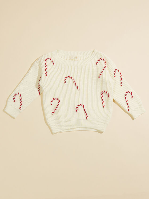 Candy Cane Knit Toddler Sweater Detail 2 - TULLABEE