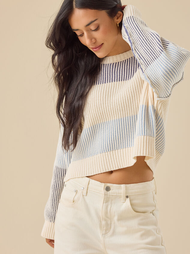 Sloane Ribbed Striped Sweater Detail 3 - TULLABEE