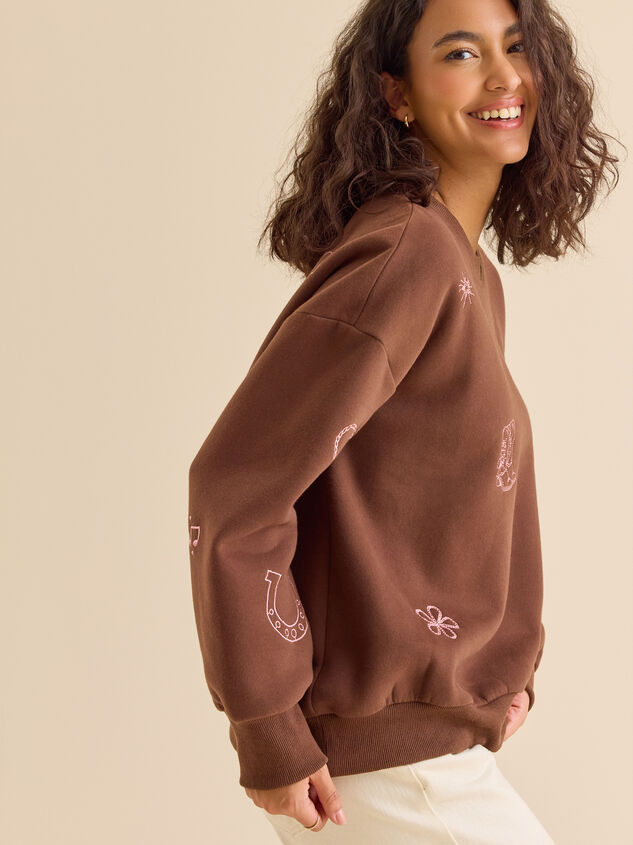 Cowgirl Icons Embroidered Mama Sweatshirt Detail 4 - TULLABEE