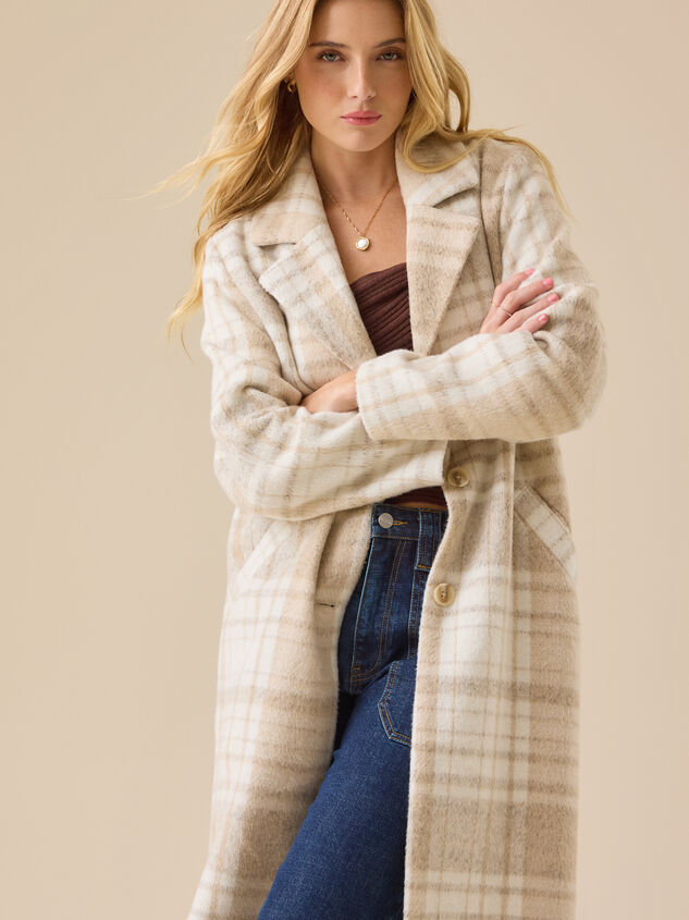 Jolie Plaid Wool Peacoat Detail 4 - TULLABEE