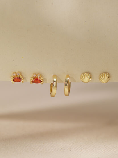 18K Gold Beachy Day Essentials Earring Set - TULLABEE
