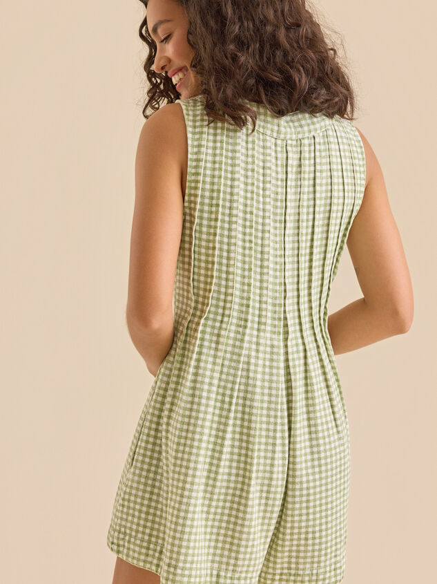 Evie Gingham Denim Romper Detail 4 - TULLABEE