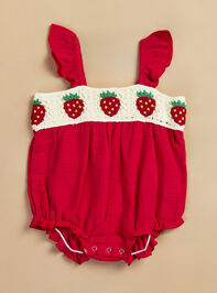 Sawyer Strawberry Crochet Bubble Detail 2 - TULLABEE