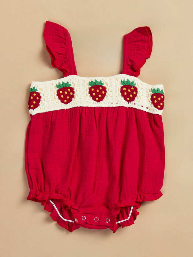 Sawyer Strawberry Crochet Bubble Detail 2 - TULLABEE
