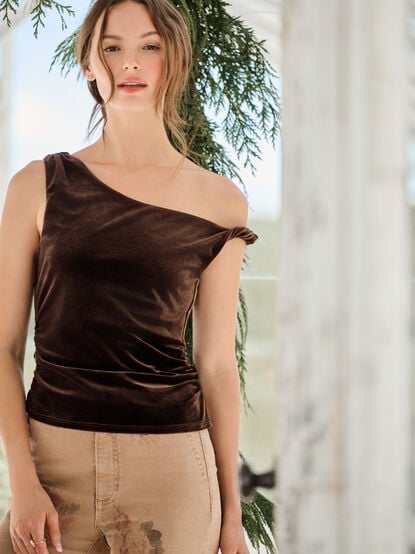 Shayla Velvet Asymmetrical Top - TULLABEE