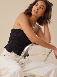 Frannie Tie Front Tube Top Detail 2 - TULLABEE