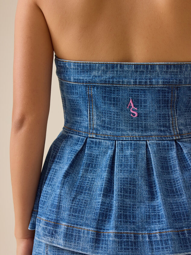 Elsie Plaid Denim Tube Detail 5 - TULLABEE