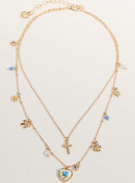 Dainty Daisy Layered Charm Necklace Detail 2 - TULLABEE