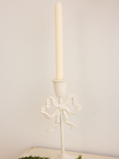 White Bow Candle Taper Holder - TULLABEE