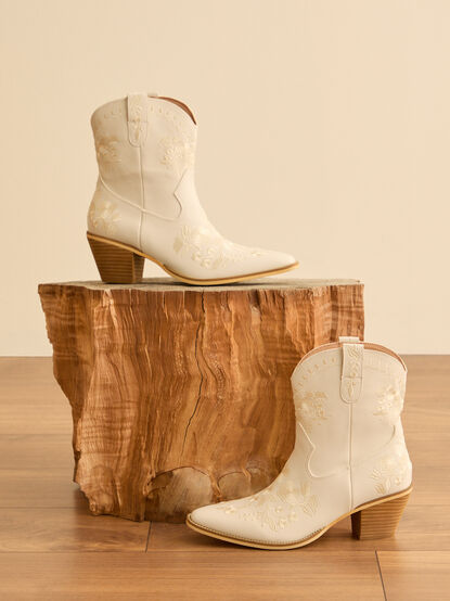 Caroline Embroidered Western Booties - TULLABEE