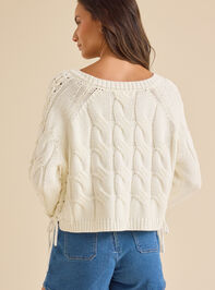 Carlin Lace Up Cable Sweater Detail 5 - TULLABEE