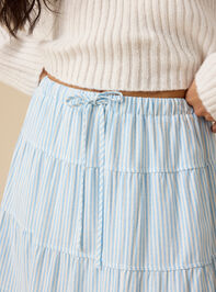Lucy Striped Linen Skirt Detail 2 - TULLABEE