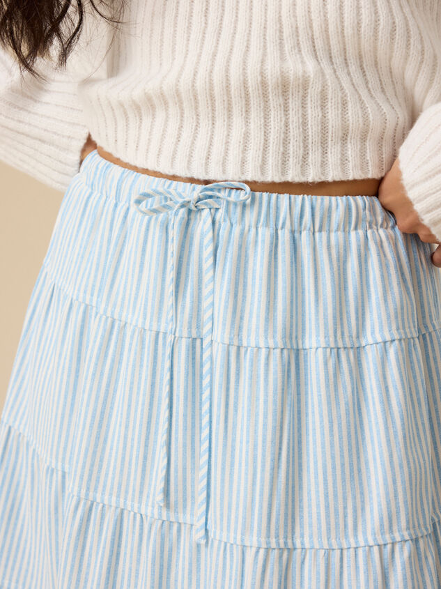 Lucy Striped Linen Skirt Detail 2 - TULLABEE