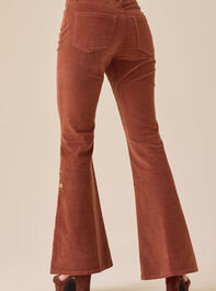 Emmaline Embroidered Corduroy Flare Pants Detail 5 - TULLABEE