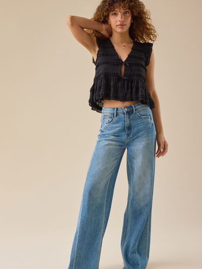 Madelin Ruffle Tie Front Top - TULLABEE