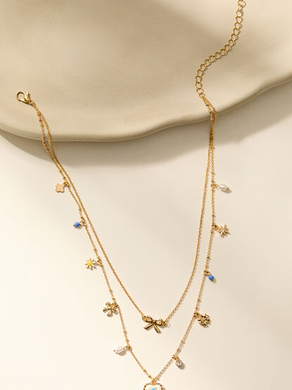 2 Layer Enchanted Bloom Charm Necklace - TULLABEE