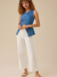 Daisy Button Up Denim Vest Detail 2 - TULLABEE