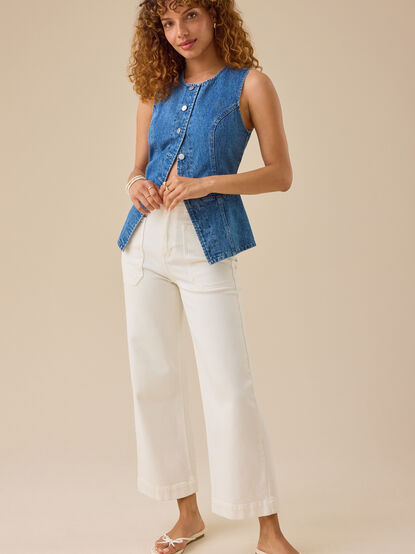 Daisy Button Up Denim Vest - TULLABEE