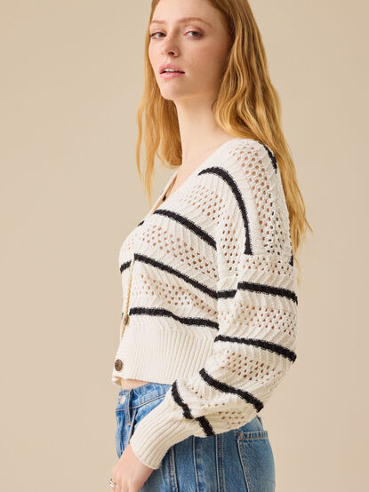 Larkin Open Weave Striped Cardigan - TULLABEE