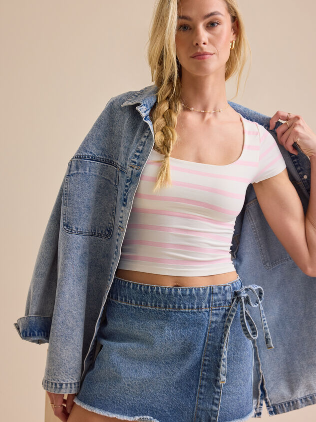 Everyday Seamless Striped Top Detail 5 - TULLABEE
