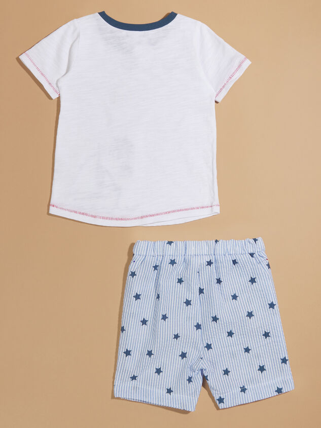 Sailboat Tee and Striped Shorts Set by Mudpie Detail 2 - TULLABEE