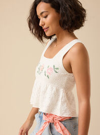Sloane Pointelle Floral Tank Detail 3 - TULLABEE