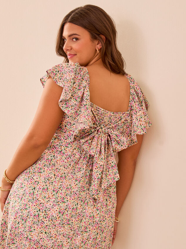 Sarah Floral Midi Dress Detail 4 - TULLABEE