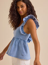 Jolene Denim Babydoll Top Detail 4 - TULLABEE