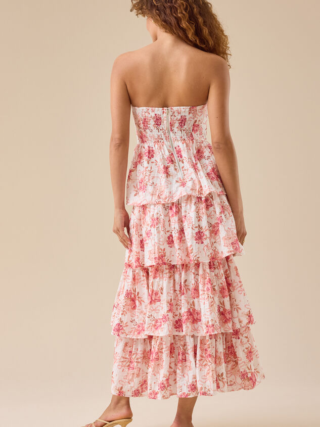 Rose Floral Tired Maxi Dress Detail 4 - TULLABEE