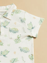 Caspian Sea Turtle Polo And Shirt Set Detail 2 - TULLABEE