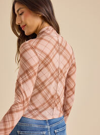 Abby Plaid Mesh Top Detail 5 - TULLABEE