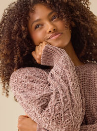 Hailey Chenille Pointelle Sweater Detail 4 - TULLABEE