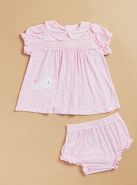 Bunny Gingham Collared Dress and Bloomer Set Detail 2 - TULLABEE