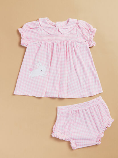 Bunny Gingham Collared Dress and Bloomer Set - TULLABEE