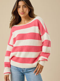 Mariah Striped Boatneck Sweater Detail 2 - TULLABEE
