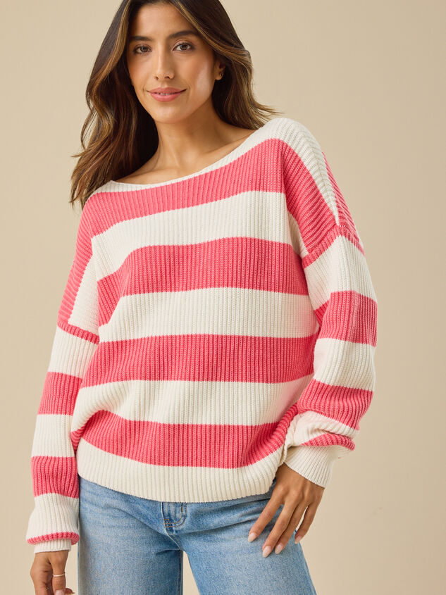 Mariah Striped Boatneck Sweater Detail 2 - TULLABEE