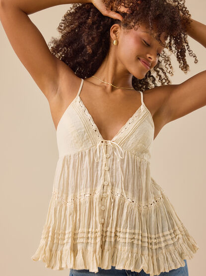 Lace Trim Babydoll Tank - TULLABEE
