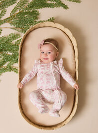 Bonnie Bows Toile Ruffle Footie - TULLABEE